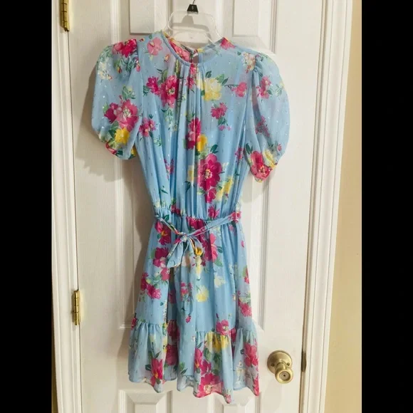 princess polly baby blue dress Floral Pale Blue Graduation Dress Strapless Open Back Light Blue Satin Long  Prom Dress With Flowers main image 1